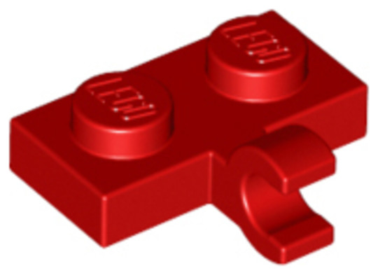 LEGO® Alkatrészek (Pick a Brick) 6313120 - Piros 1x2 módosított lapos elem Függőleges csatlakozóval