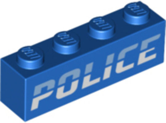 LEGO® Alkatrészek (Pick a Brick) 6387165 - Kék 1x4 elem Police felírattal