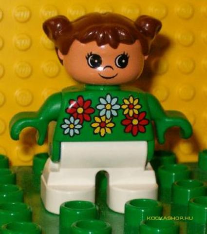 LEGO® DUPLO® 6453pb026 - Kislány, fehér nadrágban, virágos pulcsiban