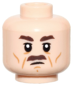 Világos nugát minifigura férfi fej, bajusszal