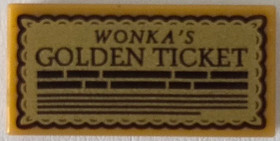 Gyöngyház arany 1x2 csempe, WONKA'S GOLDEN TICKET mintával