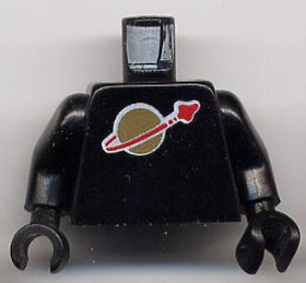 Fekete minifigura torzó, space mintával, használt