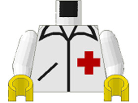 Fehér Minifigura Felsőtest - Orvosi Köpeny Mintával