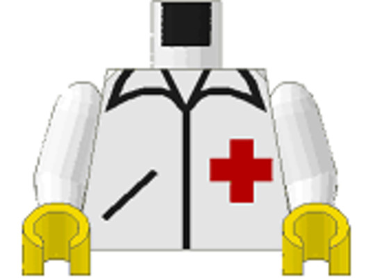 LEGO® Alkatrészek (Pick a Brick) 973p24c01 - Fehér Minifigura Felsőtest - Orvosi Köpeny Mintával