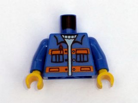 Kék Minifigura Felsőrész Narancssárga Csíkokkal