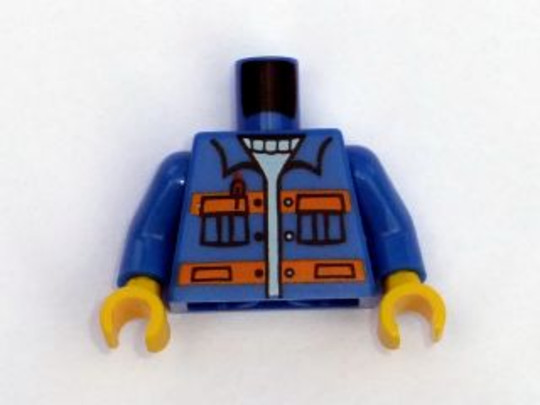 LEGO® Alkatrészek (Pick a Brick) 973pb0551c01 - Kék Minifigura Felsőrész Narancssárga Csíkokkal