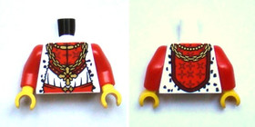 Fehér Minifigura Felsőrész Piros és Arany Királyi Festéssel