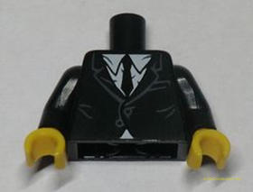 Fekete Minifigura Felsőrész Gyűrött zakó festéssel