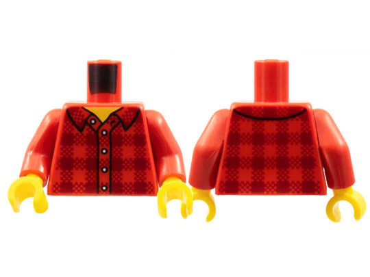 LEGO® Alkatrészek (Pick a Brick) 973pb2343c01 - Piros fekete kockás ing felsőrész