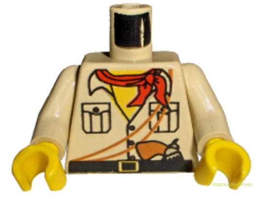LEGO® Alkatrészek (Pick a Brick) 973pb391c01 - Bézs Minifig Felsőrész, Felfedező Sivatagi Safari Ruha Piros Kendő és Pisztoly