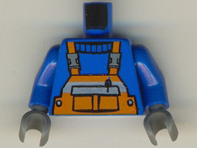 Kék Minifigura Felsőrész Narancssárga Kantárral