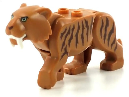 LEGO® Alkatrészek (Pick a Brick) bb787c03pb01 - Kardfogú tigris - Világossárga szemek, hosszú fog és vöröses barna csíkok