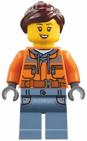 Harbormaster's Office Attendant - Orange Safety Jacket, Sand Blue Legs with Pockets, Dark Brown Pony