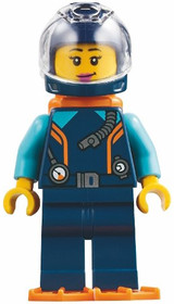 Harbormaster's Office Diver - Dark Blue Diving Suit and Helmet, Orange Air Tanks and Flippers, Trans