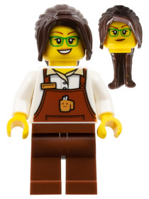 The Art of Chocolate Barista - Female, Reddish Brown Apron with Cup and Name Tag, Reddish Brown Legs