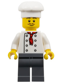 The Art of Chocolate Chef - Male, White Torso with 8 Buttons, Dark Bluish Gray Legs, White Chef Toqu