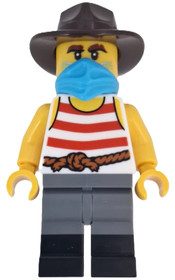 Wild West Train Bandit - Male, White Tank Top with Red Stripes, Dark Bluish Gray Legs with Black Boo