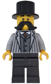 Wild West Train Passenger - Male, Light Bluish Gray Striped Jacket, Pearl Dark Gray Legs, Black Mous