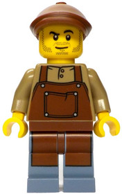 Merchant Boat Mechanic - Male, Dark Tan Shirt with Reddish Brown Apron, Sand Blue Legs, Reddish Brow