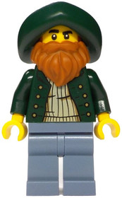 Merchant Boat Captain - Male, Dark Green Open Jacket, Sand Blue Legs, Dark Green Hat, Dark Orange Be