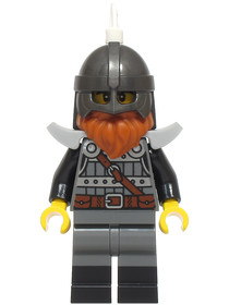 Knight - Male, Dark Bluish Gray and Silver Armor, Black Boots, Pearl Dark Gray Helmet, White Feather