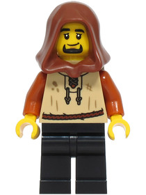 Peasant - Male, Tan Vest, Black Legs, Reddish Brown Hood, Dark Tan Backpack