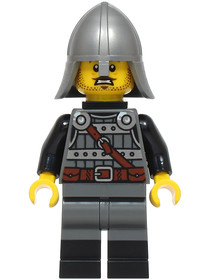 Knight - Male, Dark Bluish Gray and Silver Armor, Black Boots, Flat Silver Helmet with Neck Protecto