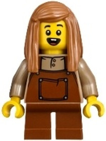 Child - Girl, Reddish Brown Overalls and Short Legs, Medium Nougat Hair
