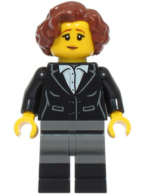 Vampire Castle Visitor - Female, Black Suit Jacket with White Button Up Shirt, Dark Bluish Gray Legs