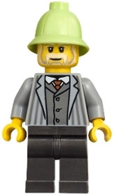 Vampire Castle Visitor - Male, Light Bluish Gray Jacket with Pinstripes, Pearl Dark Gray Legs, Yello