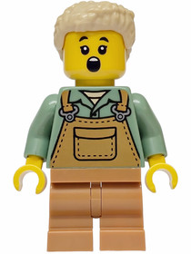 Mushroom Village - Female, Medium Nougat Overalls over Sand Green Shirt, Medium Nougat Medium Legs, 