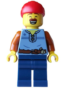 Pirate - Male, Sand Blue Vest, Dark Blue Legs, Red Bandana