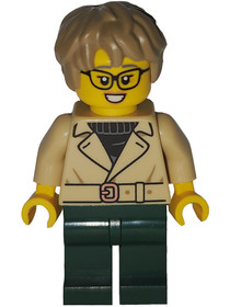 Art Factory Critic - Female, Tan Jacket Over Black Sweater, Dark Green Legs, Dark Tan Thick And Mess