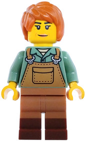 Art Factory Painter - Female, Medium Nougat Overalls over Sand Green Shirt, Medium Nougat Legs with 