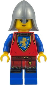 Lion Knight - Female, Flat Silver Neck Protector, Scared Face