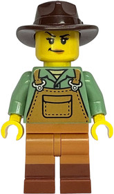 Gold Mine Miner - Female, Medium Nougat Overalls over Sand Green Shirt, Reddish Brown Boots, Dark Br