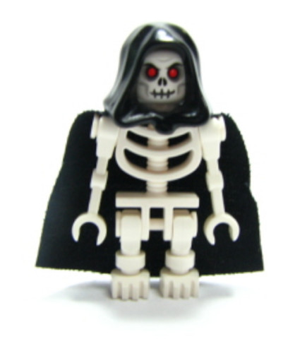 LEGO® Minifigurák cas378 - Fantasy Era - Csontváz Harcos Fekete Csuklyával és Köpennyel