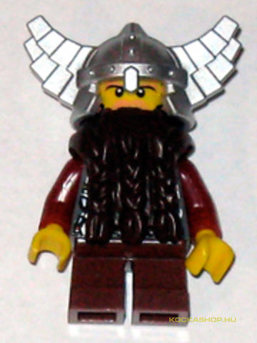 LEGO® Minifigurák cas429 - Fantasy Éra - Törpe, Sötétbarna szakáll, ezüst sisak