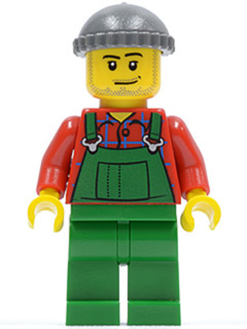 LEGO® Minifigurák cty0326 - Overalls Farmer Green, Dark Bluish Gray Knit Cap