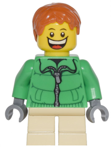 LEGO® Minifigurák cty0328 - Winter Jacket Zipper, Tan Short Legs, Dark Orange Short Tousled Hair