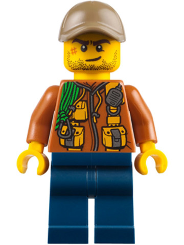 LEGO® Minifigurák cty0795 - City Dzsungel Felfedező - Sötét narancs zsebes dzsekiben, sötétkék nadrágban és bézs sapkában