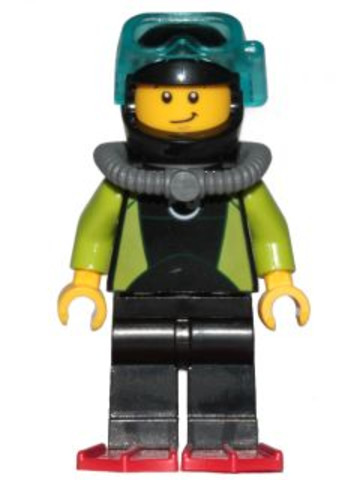 LEGO® Minifigurák cty0797 - Parti őr - Búvár - Fekete Ruhában, Palackkal