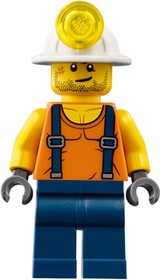 Miner - Shirt with Straps, Dark Blue Legs, Mining Helmet, Stubble and Scar