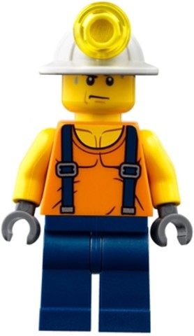 LEGO® Minifigurák cty0847 - Bányász - sötétkék nadrágban, hózentrógerrel, izzadt arccal