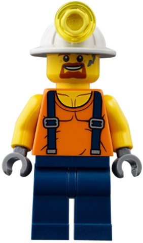 LEGO® Minifigurák cty0884 - Miner - Shirt with Straps, Dark Blue Legs, Mining Helmet, Goatee and Moustache