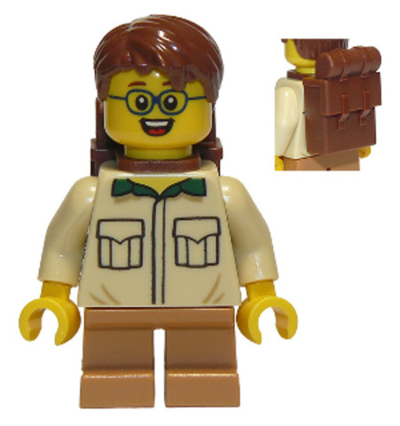 LEGO® Minifigurák cty0915 - Camper, Male Child, Tan Shirt, Medium Nougat Short Legs, Glasses, Backpack