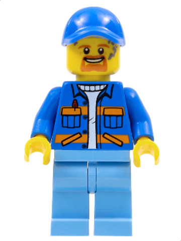 LEGO® Minifigurák cty0956 - Garbage Worker - Male, Blue Jacket with Diagonal Lower Pockets and Orange Stripes, Medium Blue Legs,