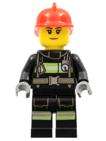 LEGO® Minifigurák cty0963 - Fire - Reflective Stripes with Utility Belt, Red Fire Helmet, Peach Lips Closed Mouth Smile