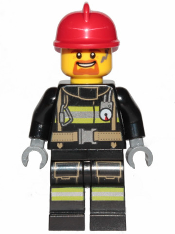 LEGO® Minifigurák cty0965 - Fire - Reflective Stripes with Utility Belt, Red Fire Helmet, Goatee