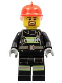 Fire - Reflective Stripes with Utility Belt, Red Fire Helmet, Brown Goatee